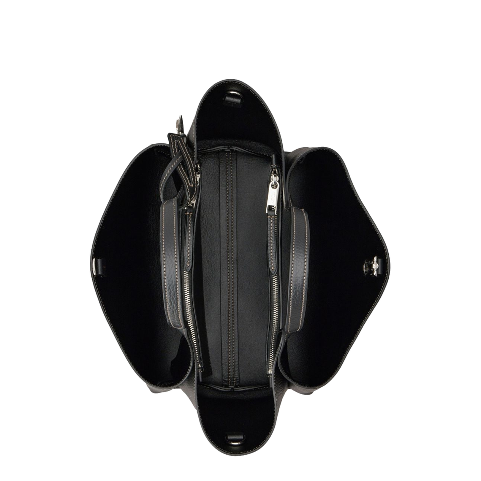 Mini Black Calfskin Handbag with 2 Handles and Shoulder Strap
