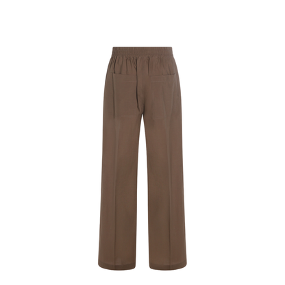 Wide-leg Trousers in Cotton and Nylon Poplin with Elasticated Waistband
