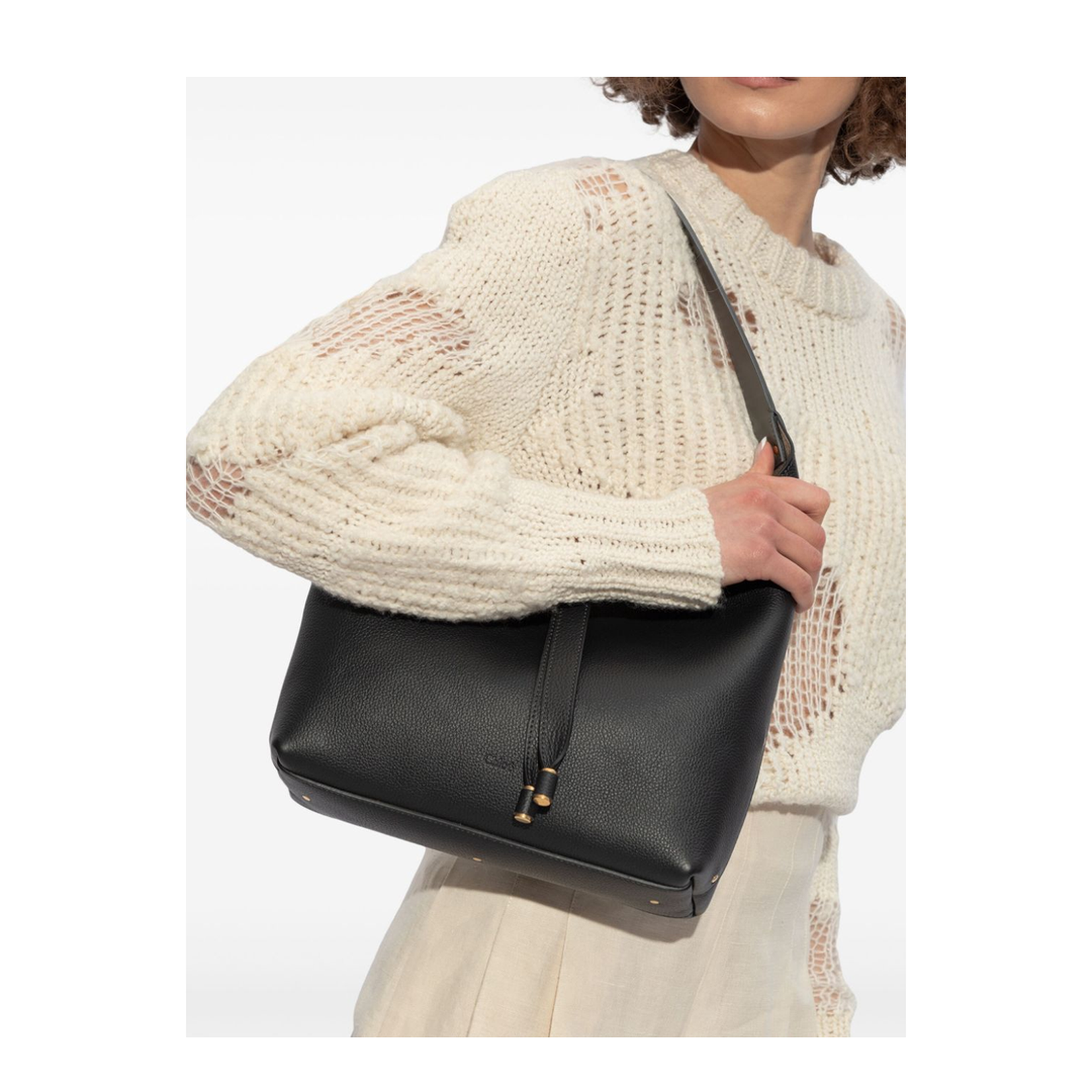 Small Marcie Hobo Bag in Grained Leather