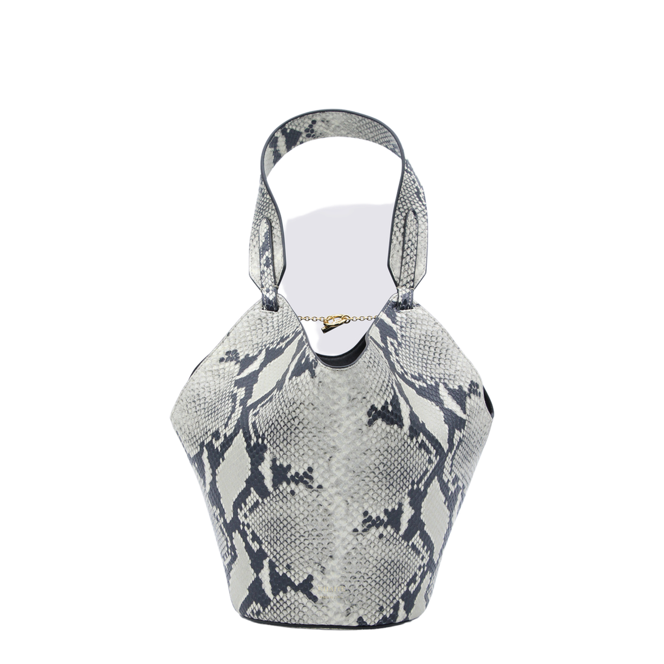 Lotus Mini Python-Embossed Calfskin Tote - Natural