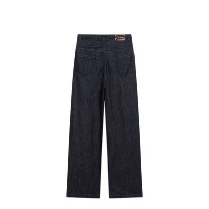 Wide-Leg Indigo Blue Jeans