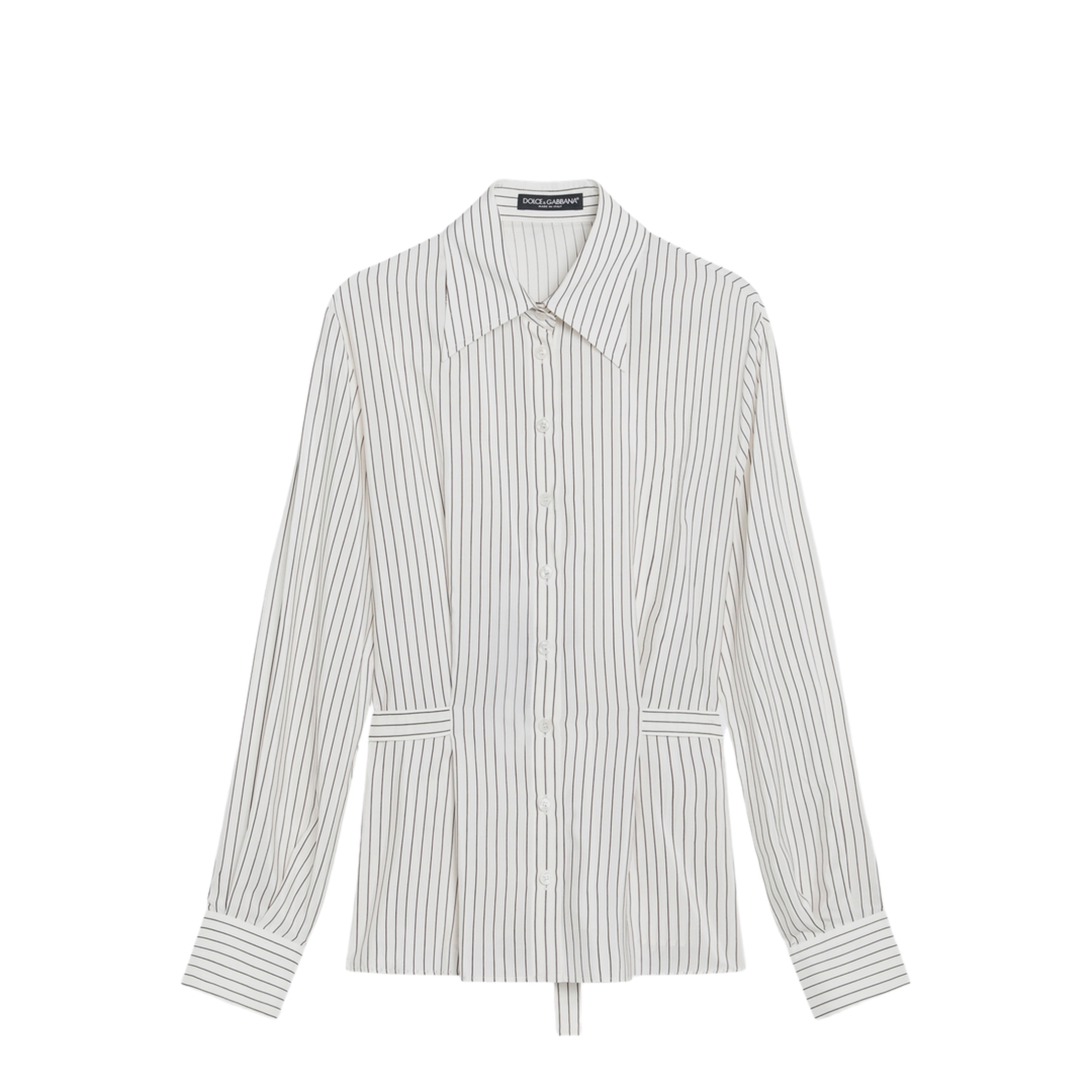 MAYFEYR - Dolce & Gabbana - White Pinstriped Shirt In Silk And Cotton - F5T69TFBTALS8051