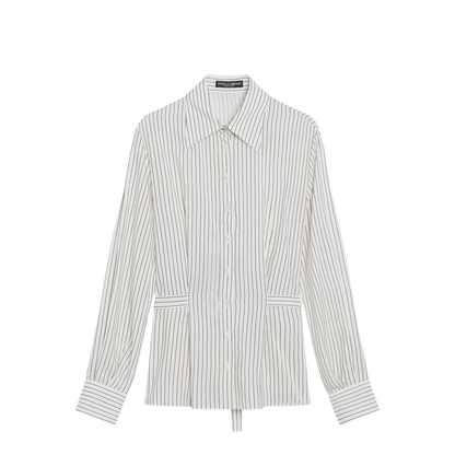 MAYFEYR - Dolce & Gabbana - White Pinstriped Shirt In Silk And Cotton - F5T69TFBTALS8051