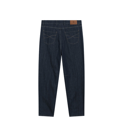 Slim-fit Jeans with Pleats in Blue Denim