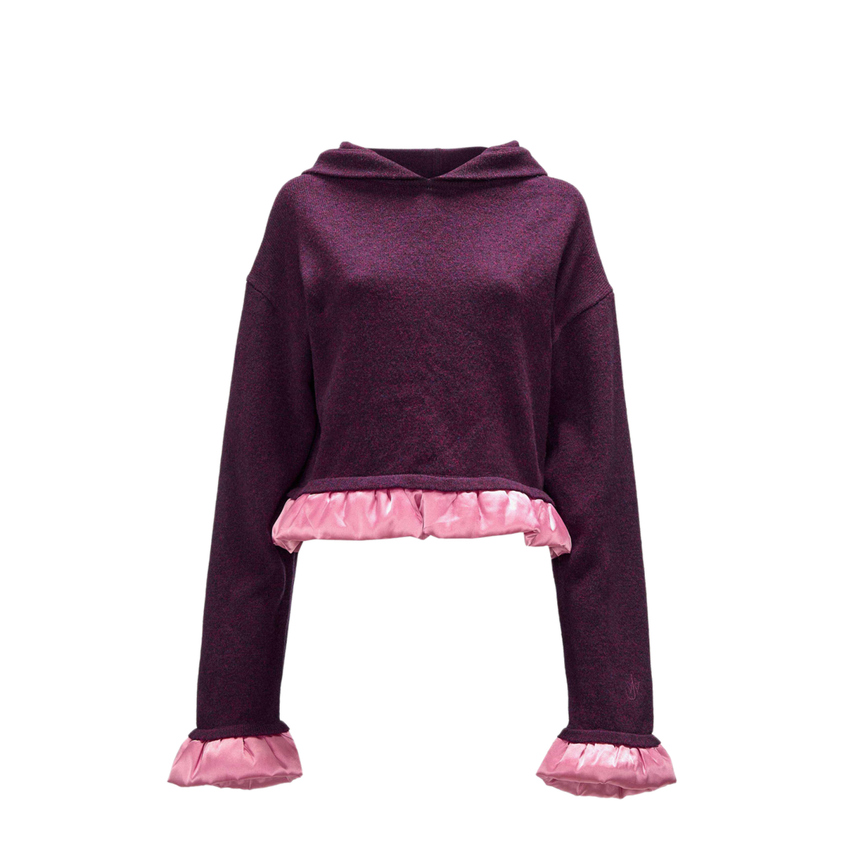 MAYFEYR - JW ANDERSON - Satin Trimmed Cropped Hoodie - KW1224YN0375489
