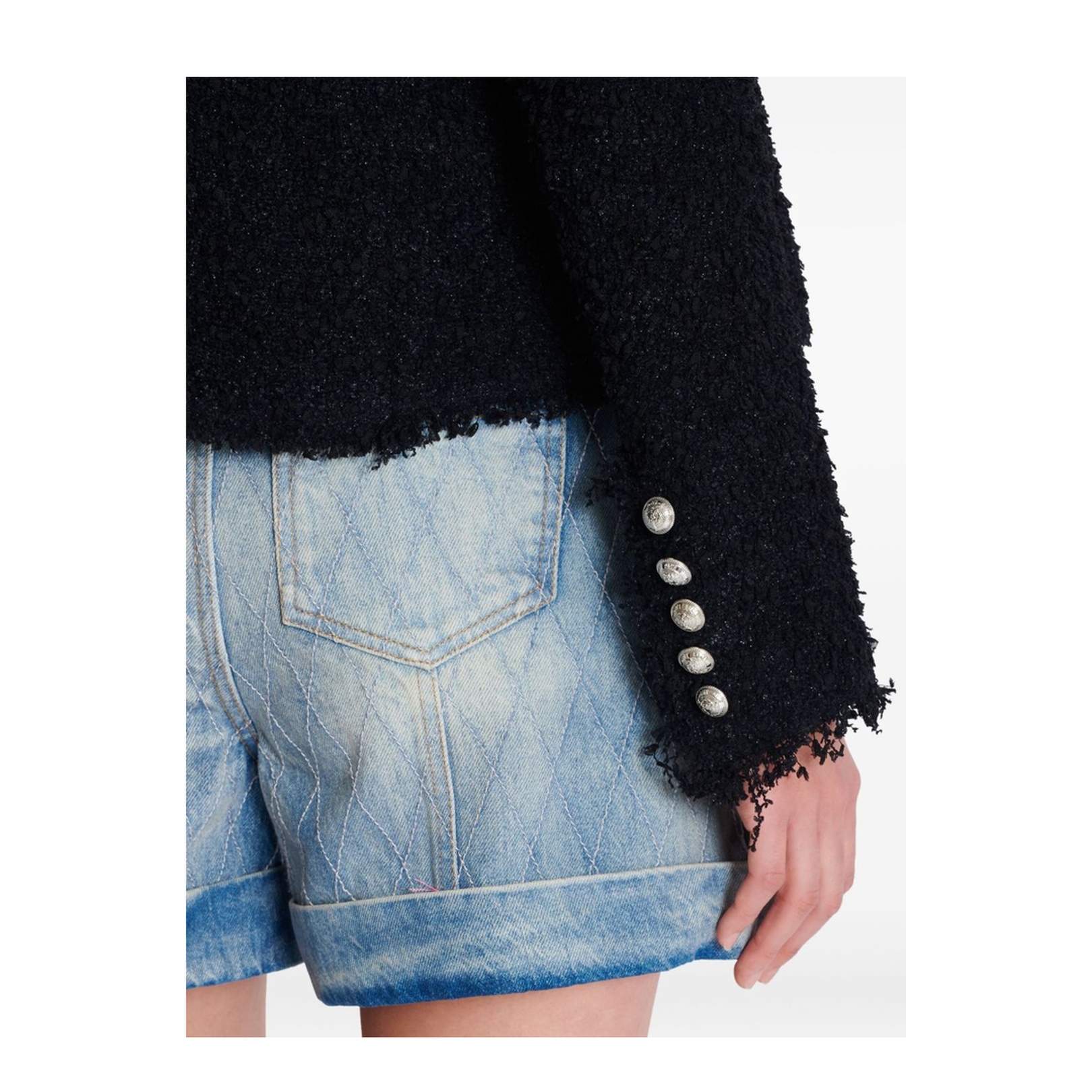 Silk & Nylon Tweed Short Jacket