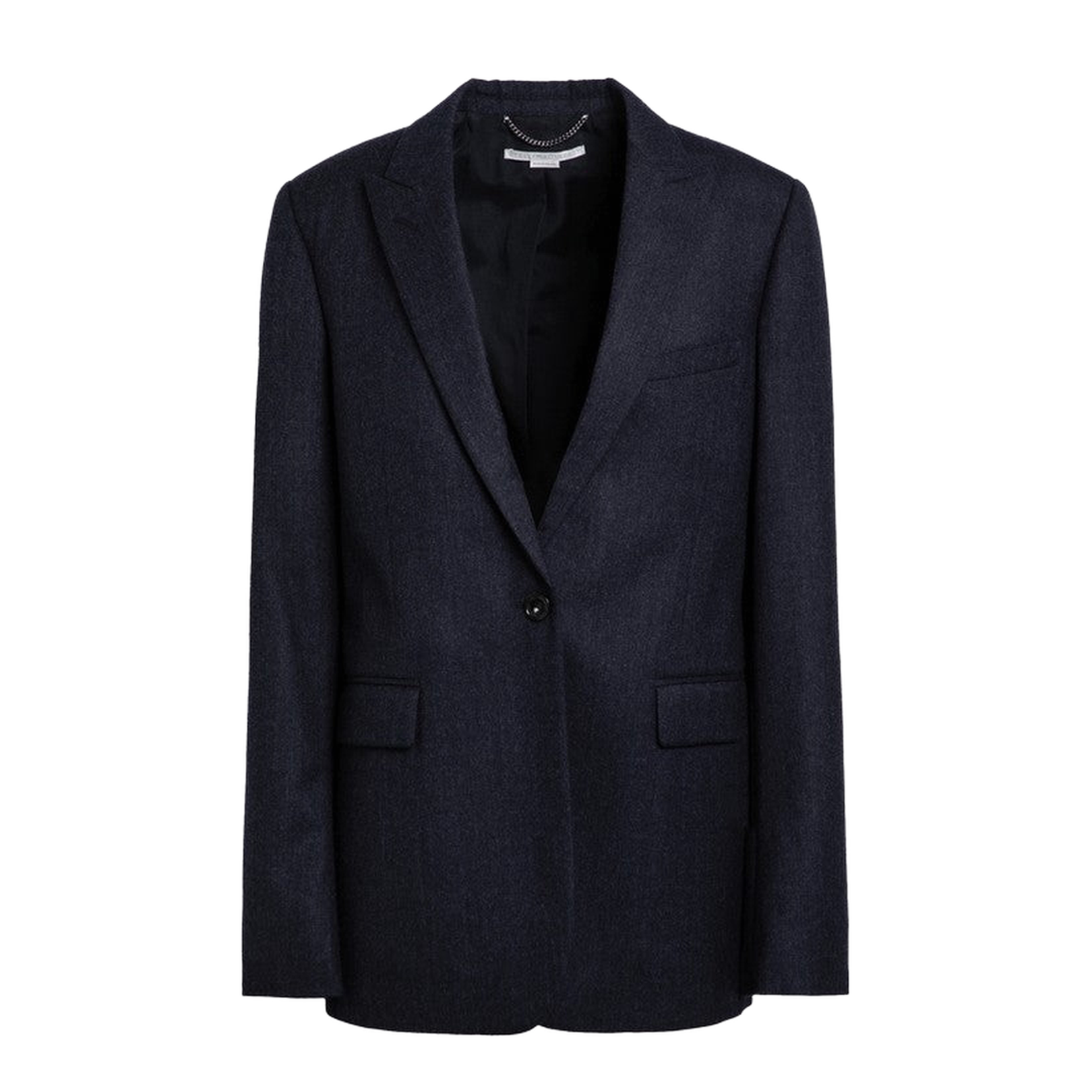 Navy Blue Single-Breasted Jacket in Wool