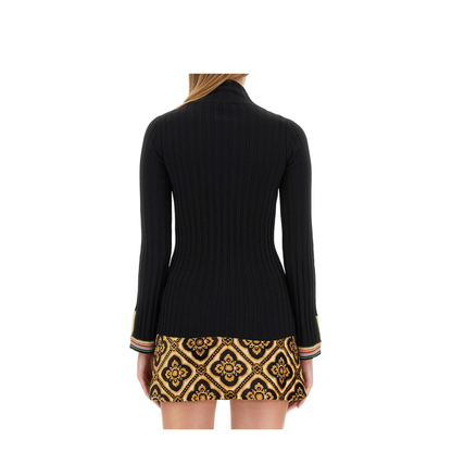 Stripe Cuffs Turtleneck Pullover