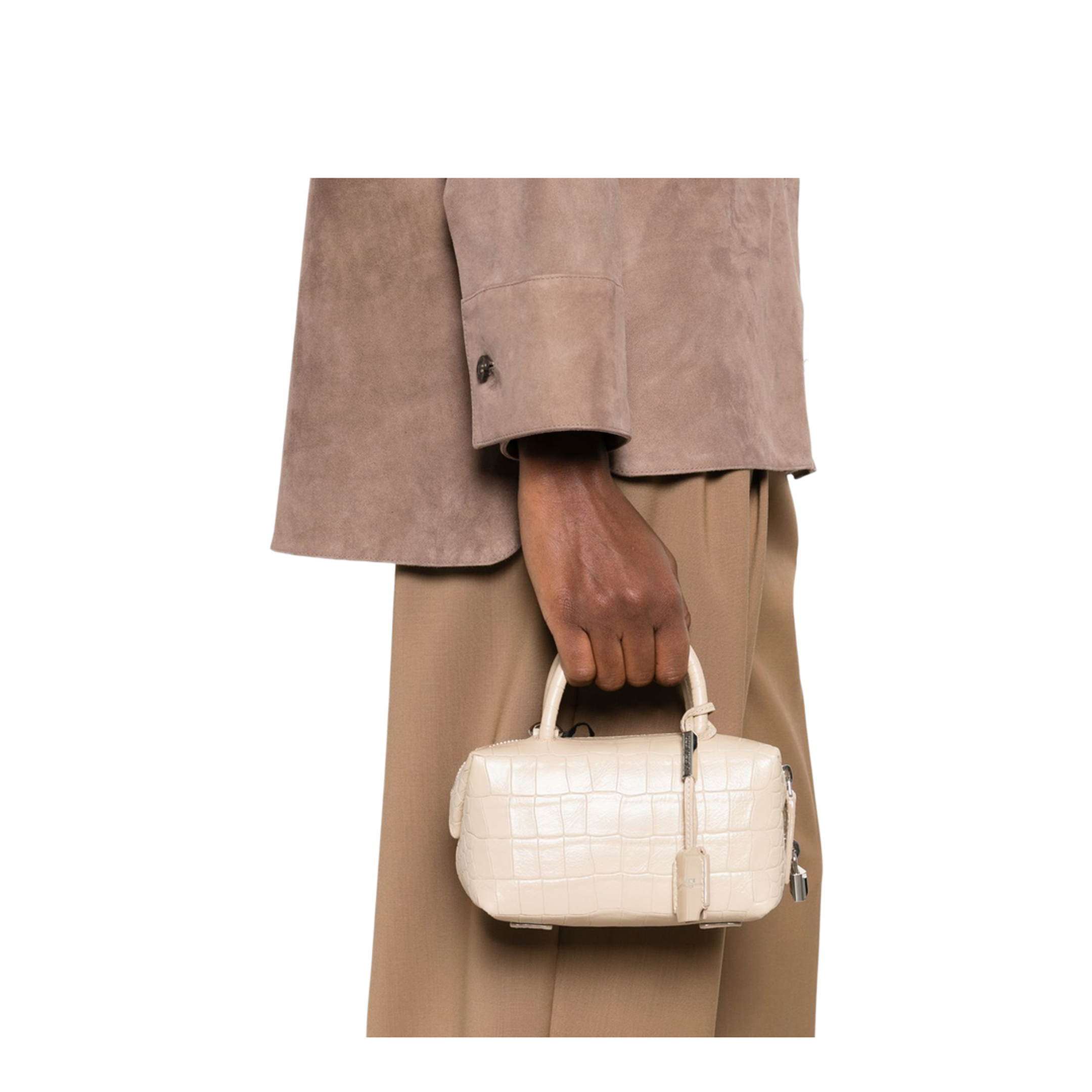 Boston Leather Handbag - Beige