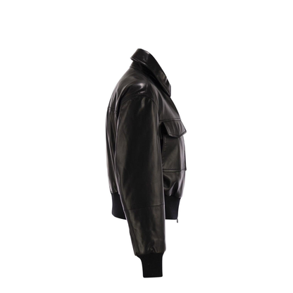 Women's Leather Bomber Jacket with Jewellery