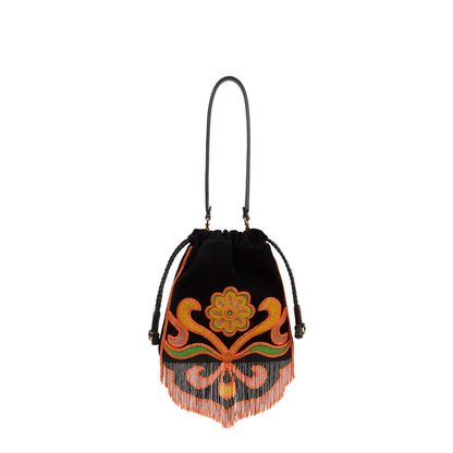 Small Kalispera Suede Bucket Bag - Black
