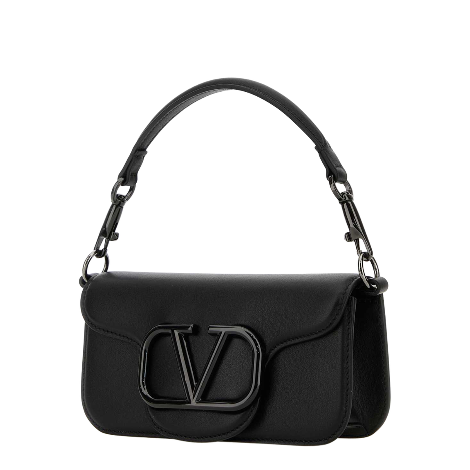 Black Leather Locà² Clutch