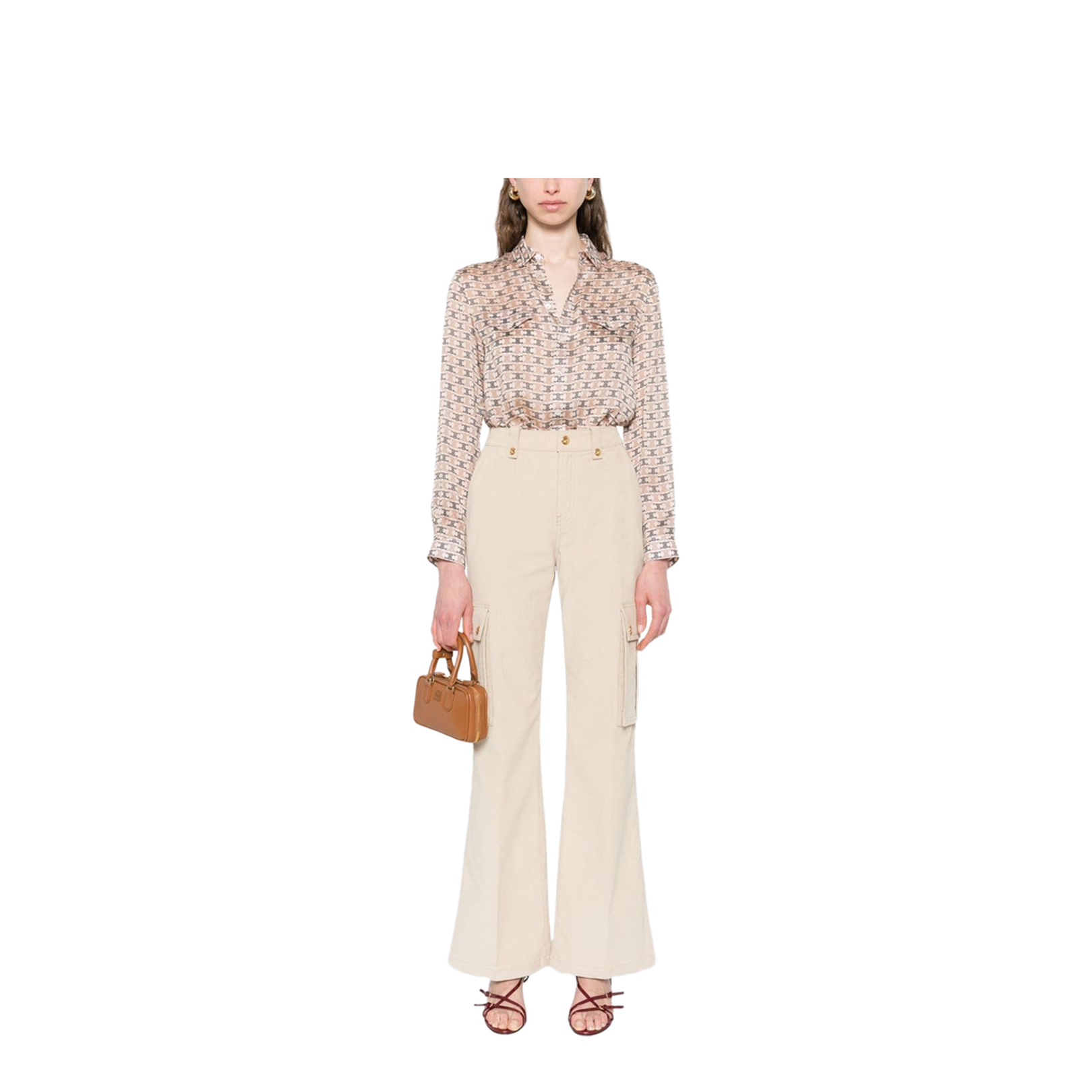 Cotton Cargo Trousers in Natural