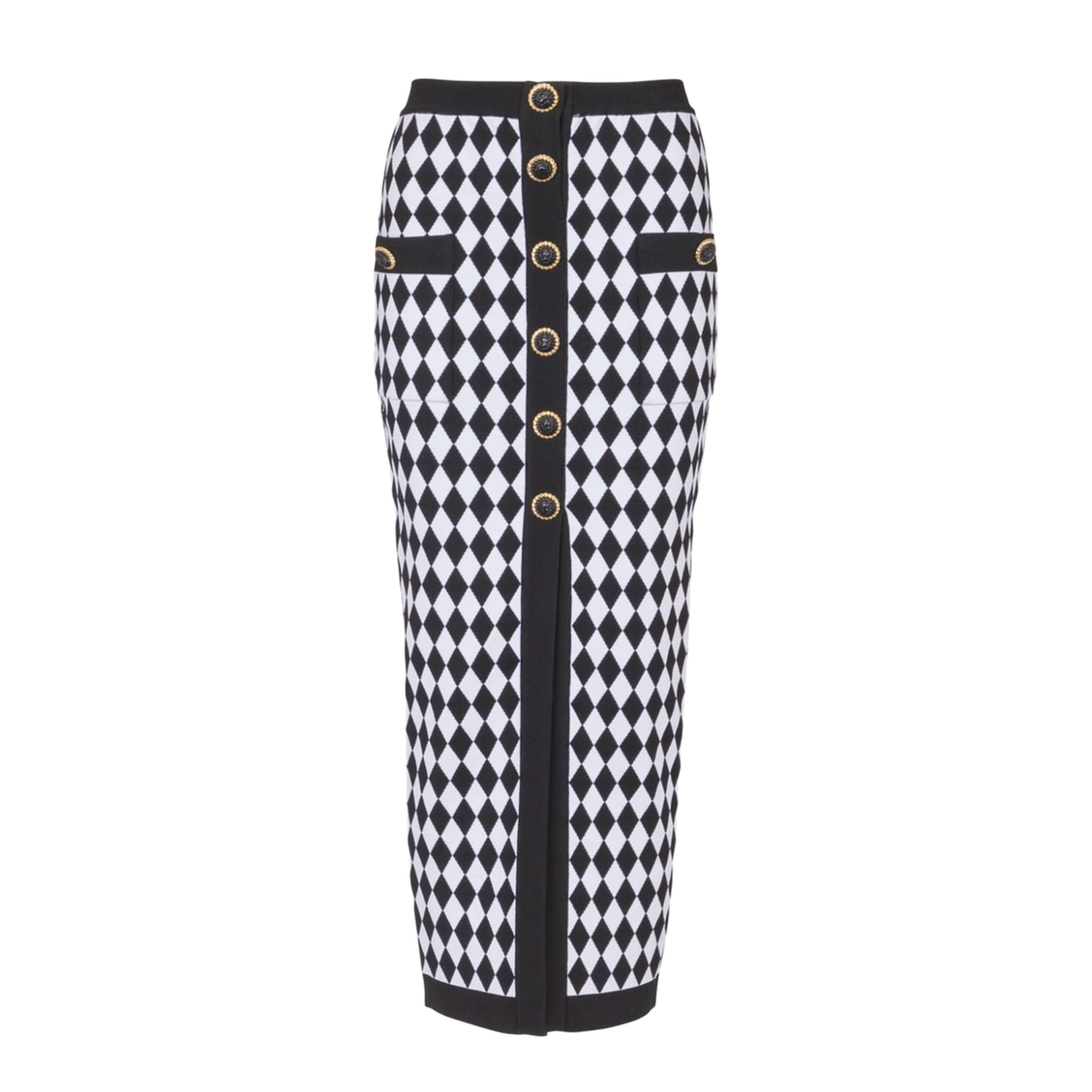 Black Knitted Diamond Pattern Skirt
