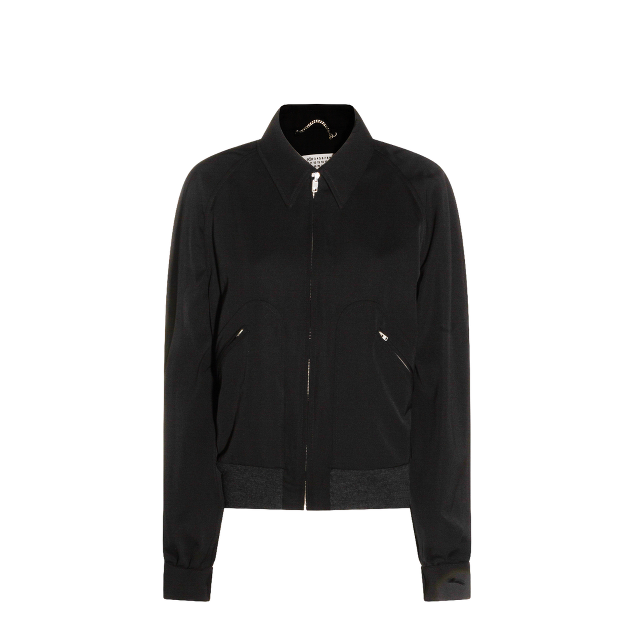 Black Zip-Up Jacket in Virgin Wool