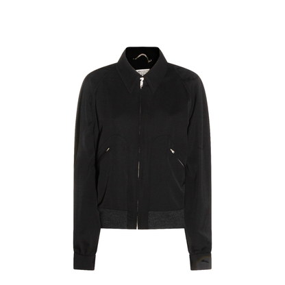 Black Zip-Up Jacket in Virgin Wool