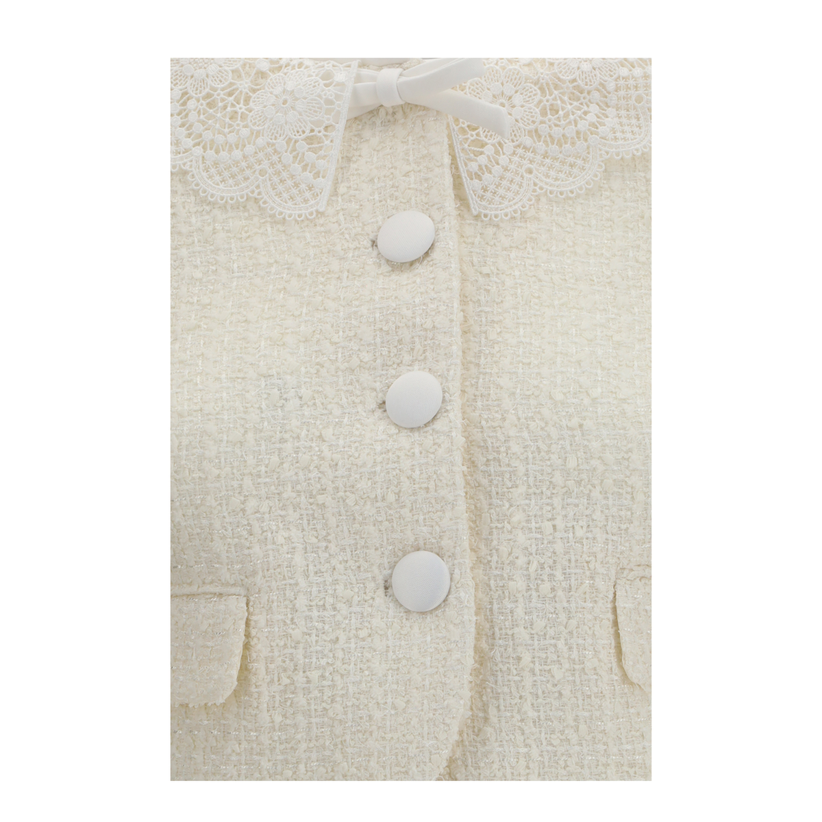 Boucl Blazer With Lace Details