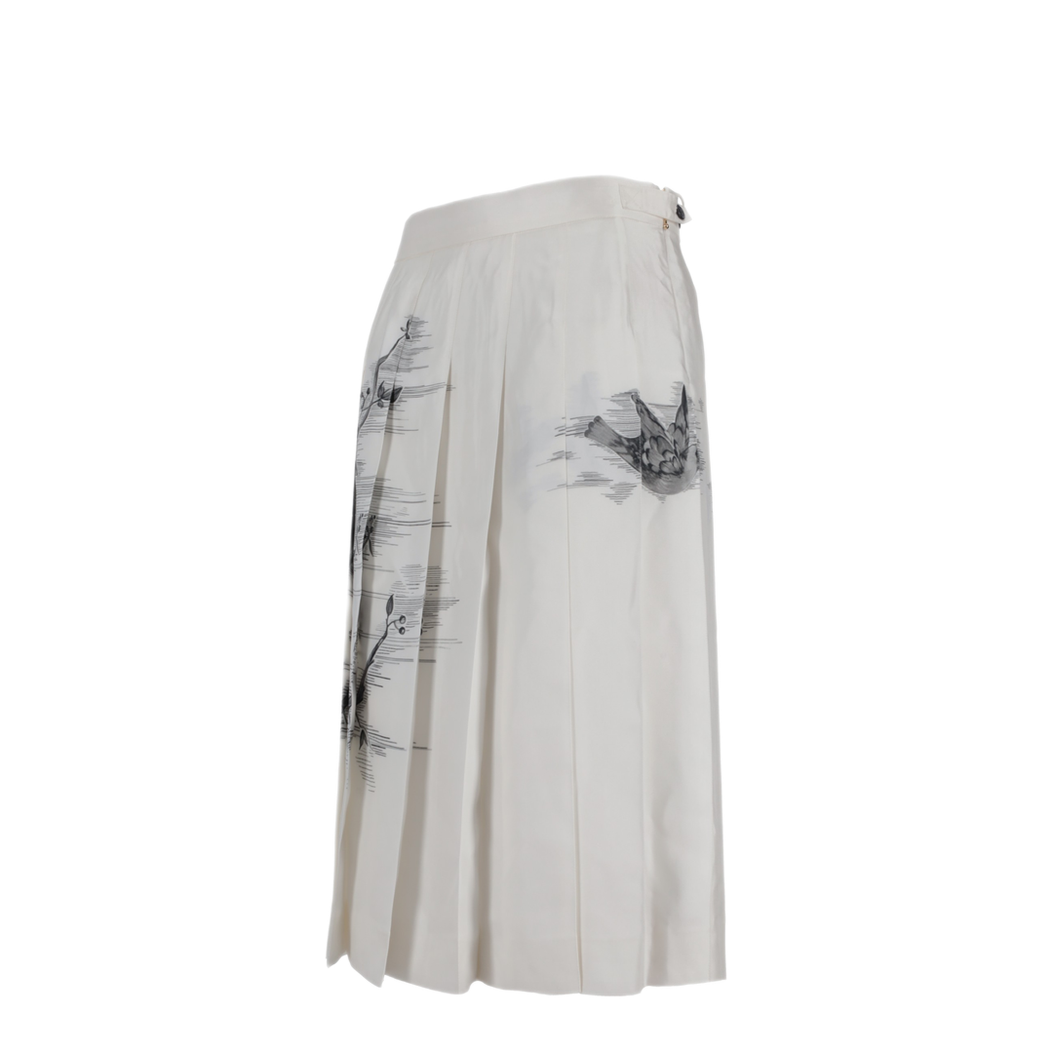 MAYFEYR - Thom Browne - Classic Knee Dropped Back Pleated Skirt In Engineered Bird Toile Printed Silk Twill - FGC400AF1047100