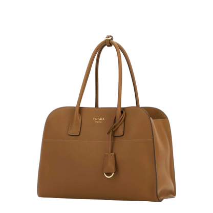 Camel Leather Medium Shopping Bag