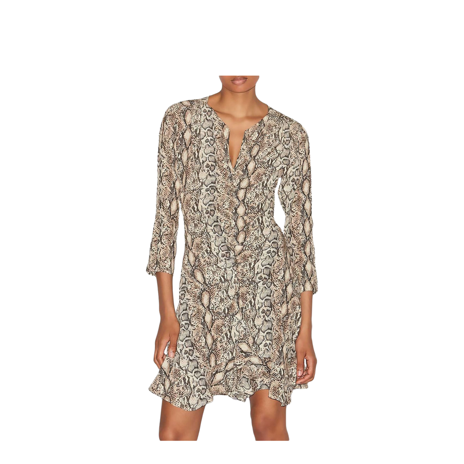 Beige Snakeskin Print Dress