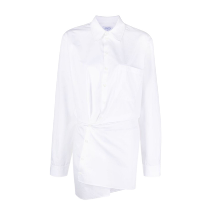 Asymmetric Cotton Shirt Dress in White