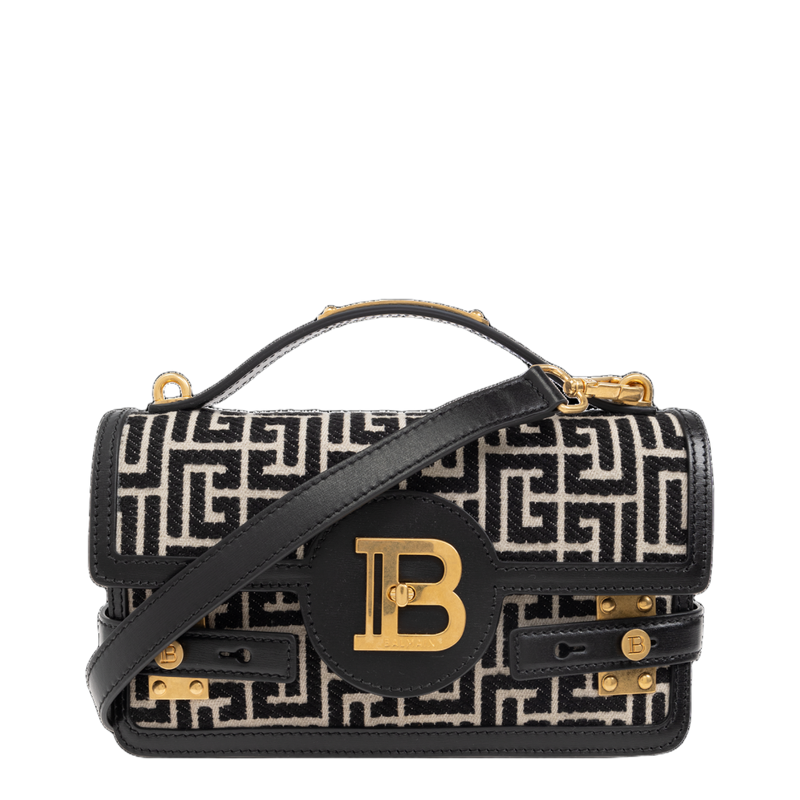 B-Buzz Shoulder Bag in Calfskin and PB Jacquard Canvas