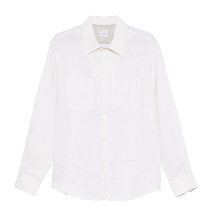 Ecru Linen Shirt with Chest Pockets