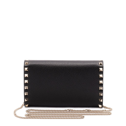 Rockstud Leather Wallet on Chain