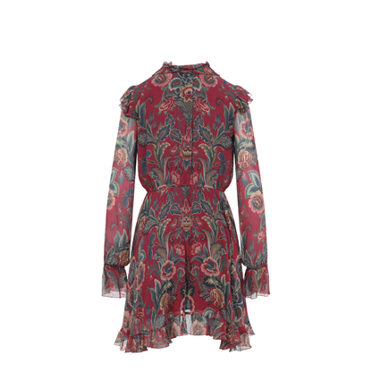 Silk Blend Mini Dress Red