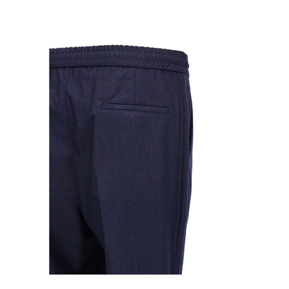 Leisure fit trousers in virgin wool flannel with drawstring and double darts