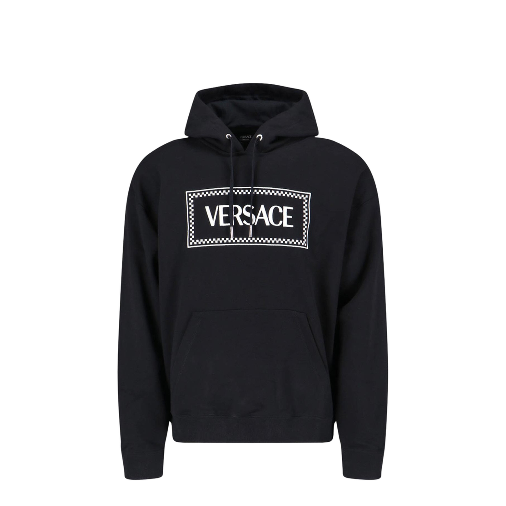 Black Hoodie with Contrasting Logo Lettering Print