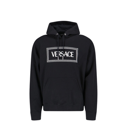 Black Hoodie with Contrasting Logo Lettering Print