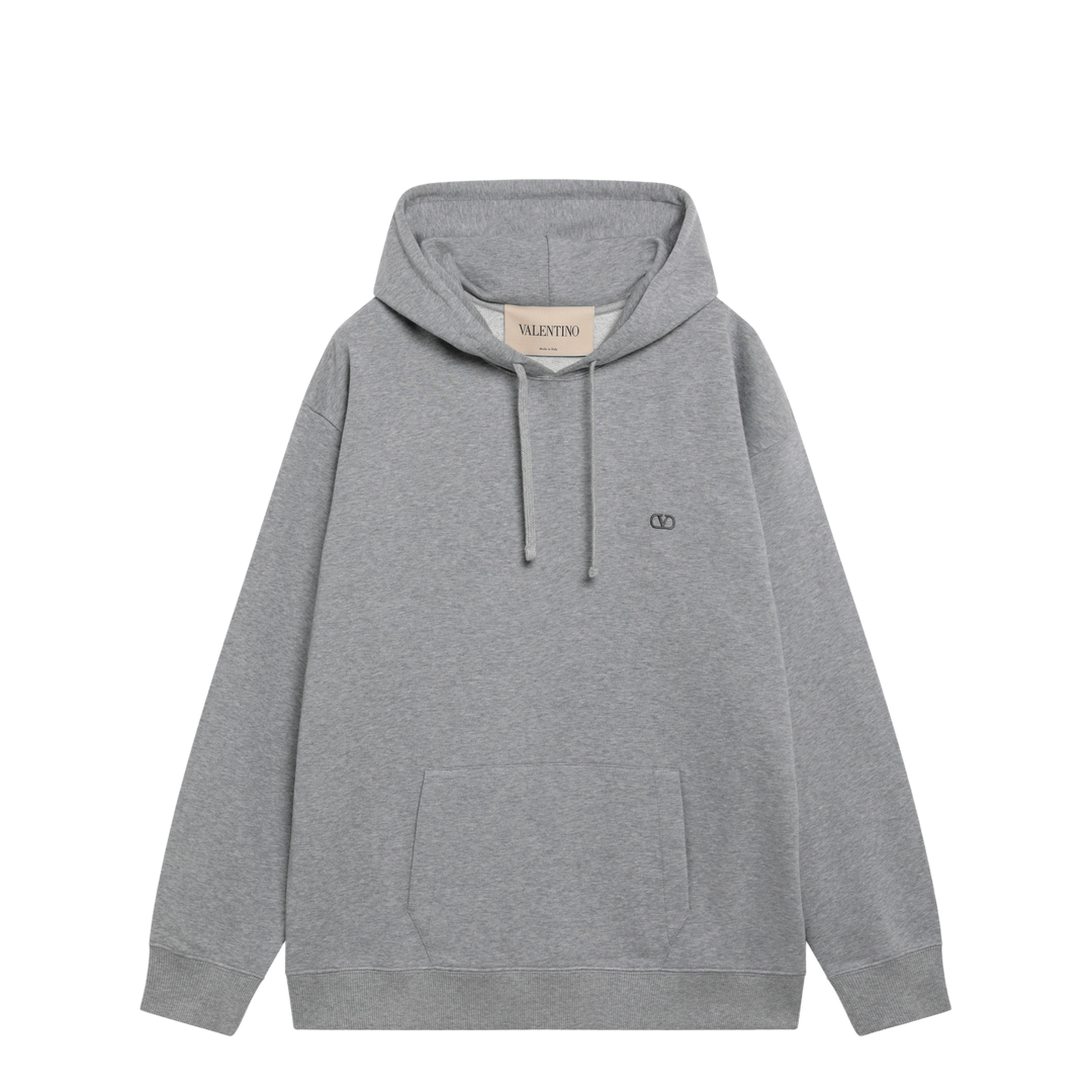 MAYFEYR - Valentino - Mélange Gray Hoodie With Vlogo Embroidery - 9V3MF30KBMN080