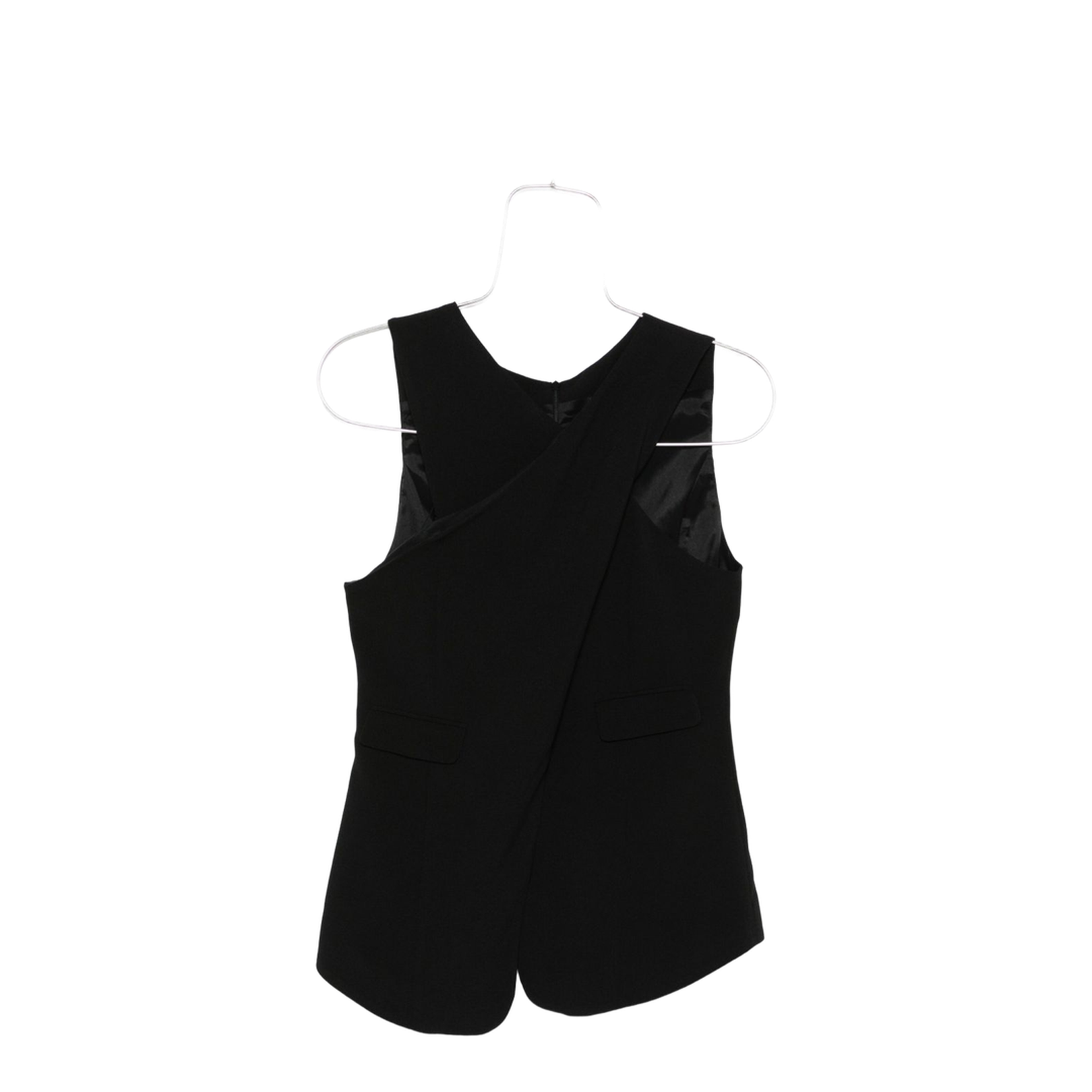 Stretch Sandblasted Fabric Crossover Top