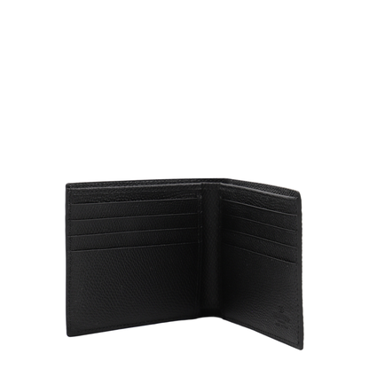 VLogo Signature Grainy Calfskin Bifold Wallet in Black
