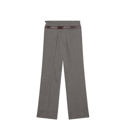 Wool Blend Trousers with Printed Belt