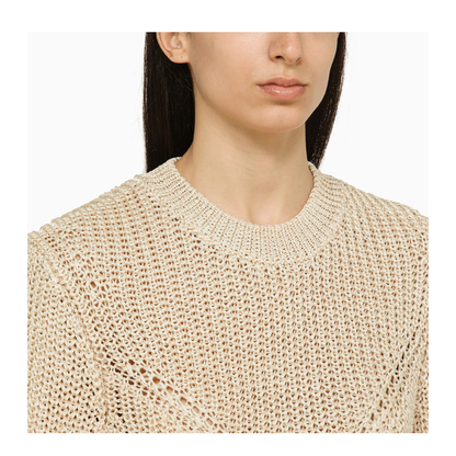 Recycled Polyester Ecru Crew-Neck Jumper