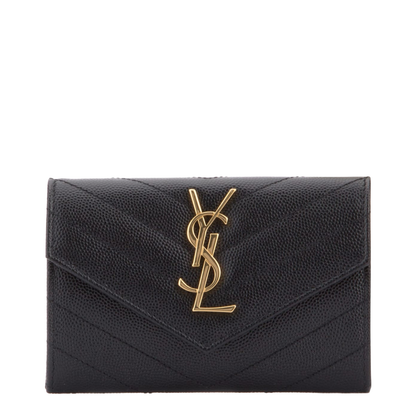 Quilted Bag with Gold Logo and Flap Closure