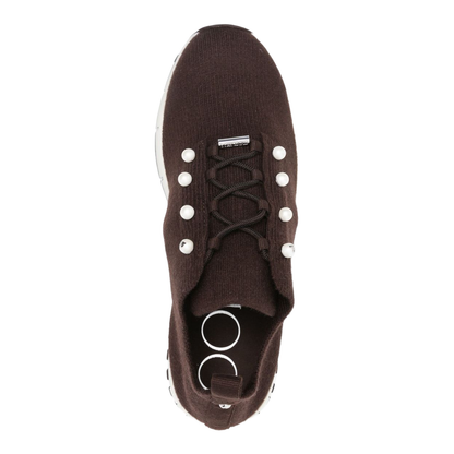Chocolate Cashmere Melange Knit Trainers