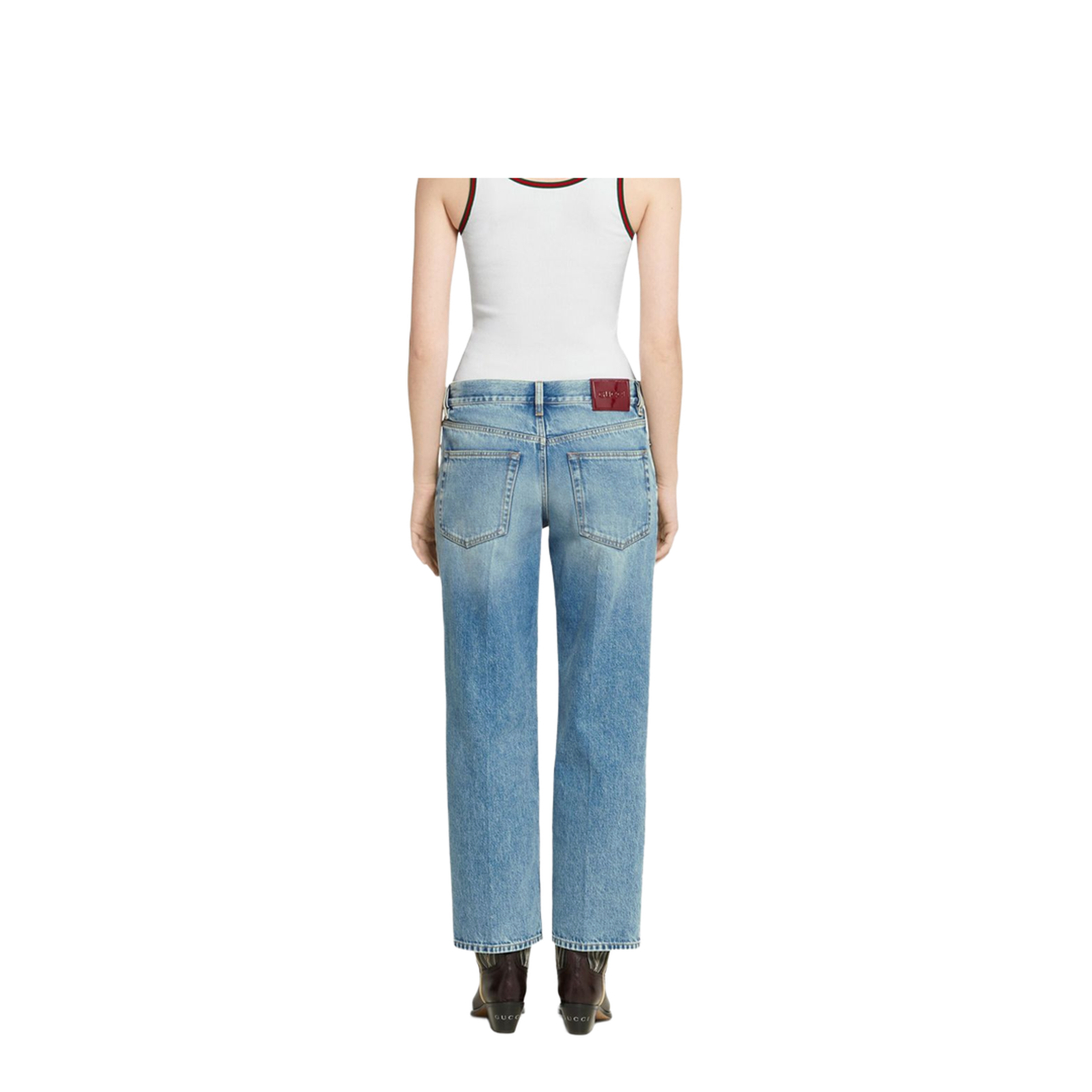 Straight Fit Denim Pants in Light Blue