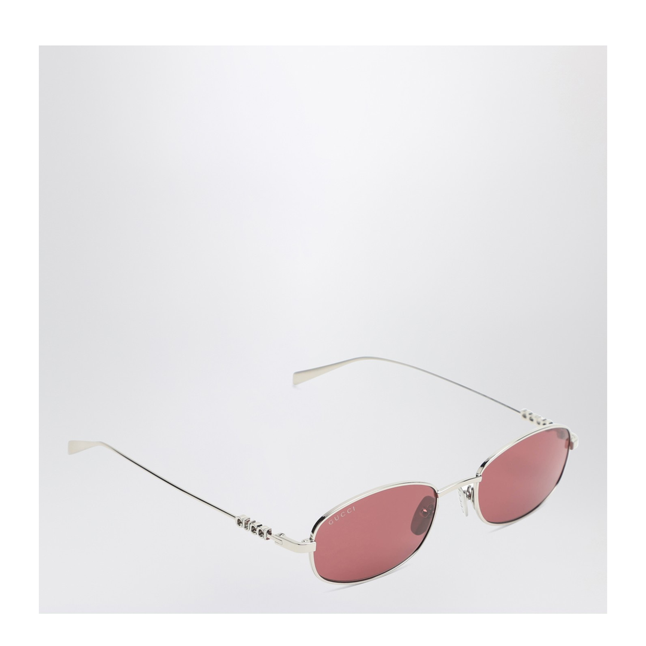 Silver Red Oval Sunglasses