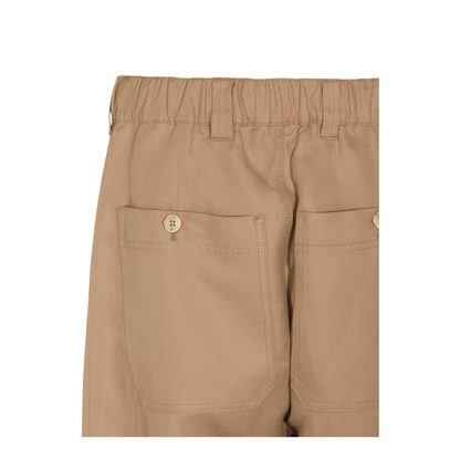 Cotton and linen drill trousers with patch pockets and drawstring