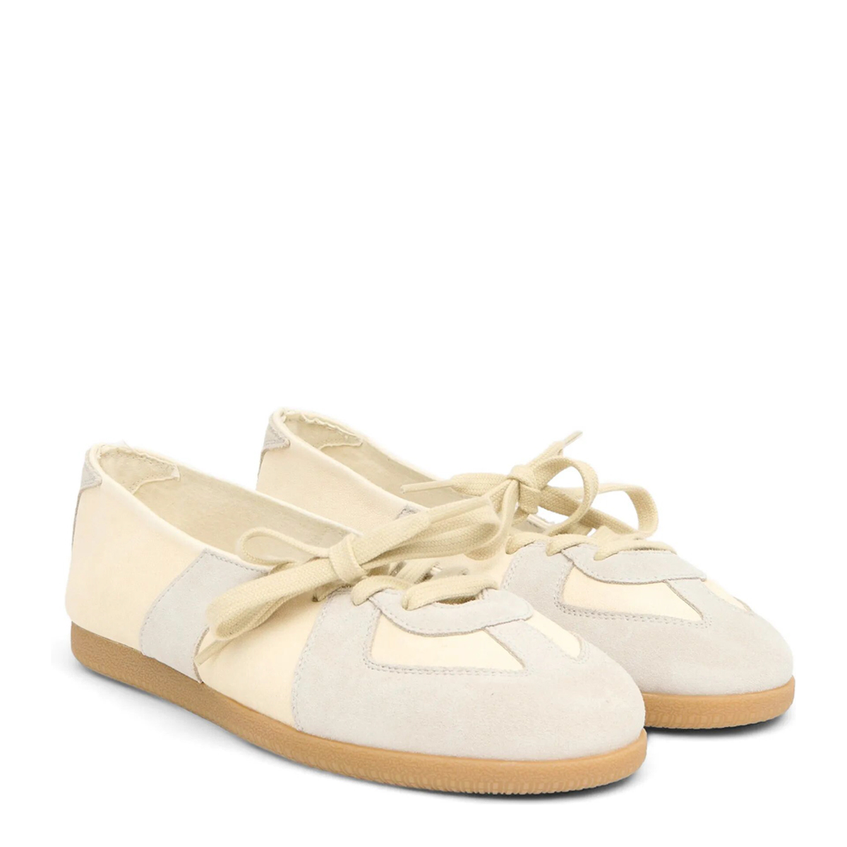 Replica Ballet Lace-Up Flats In Nappa, Bleached Sand