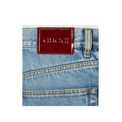 Straight Fit Denim Pants in Light Blue