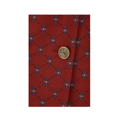 Paisley Print Double Breasted Blazer Red