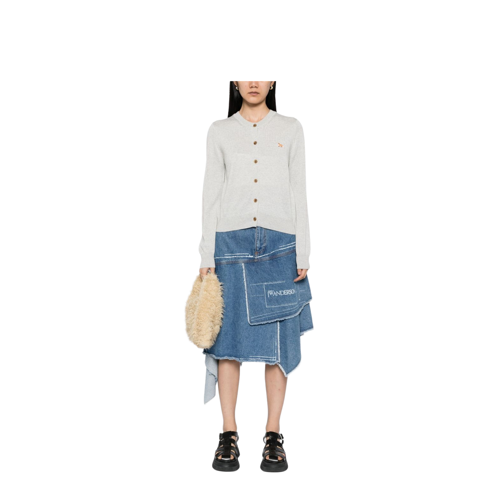 Light Grey Front Button Fastening Top