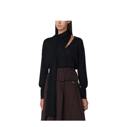 MAYFEYR - Roberto Collina - Black Sweater With Scarf - 253F03002WOF0309