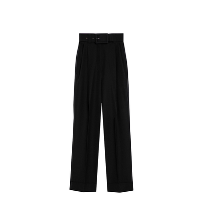 Black Grain de Poudre Wool Trousers
