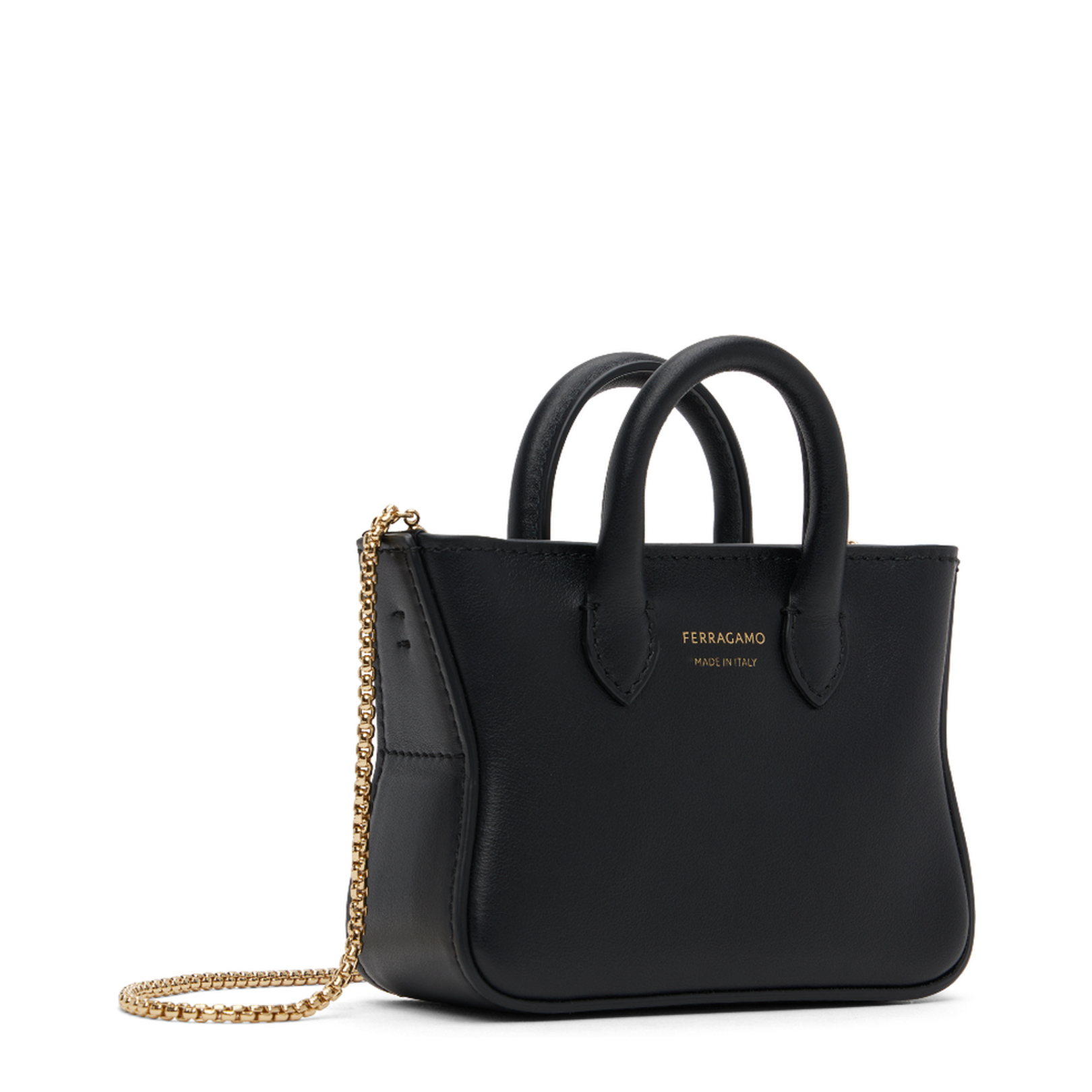 Handbag with Removable Chain Strap and Gold Logo