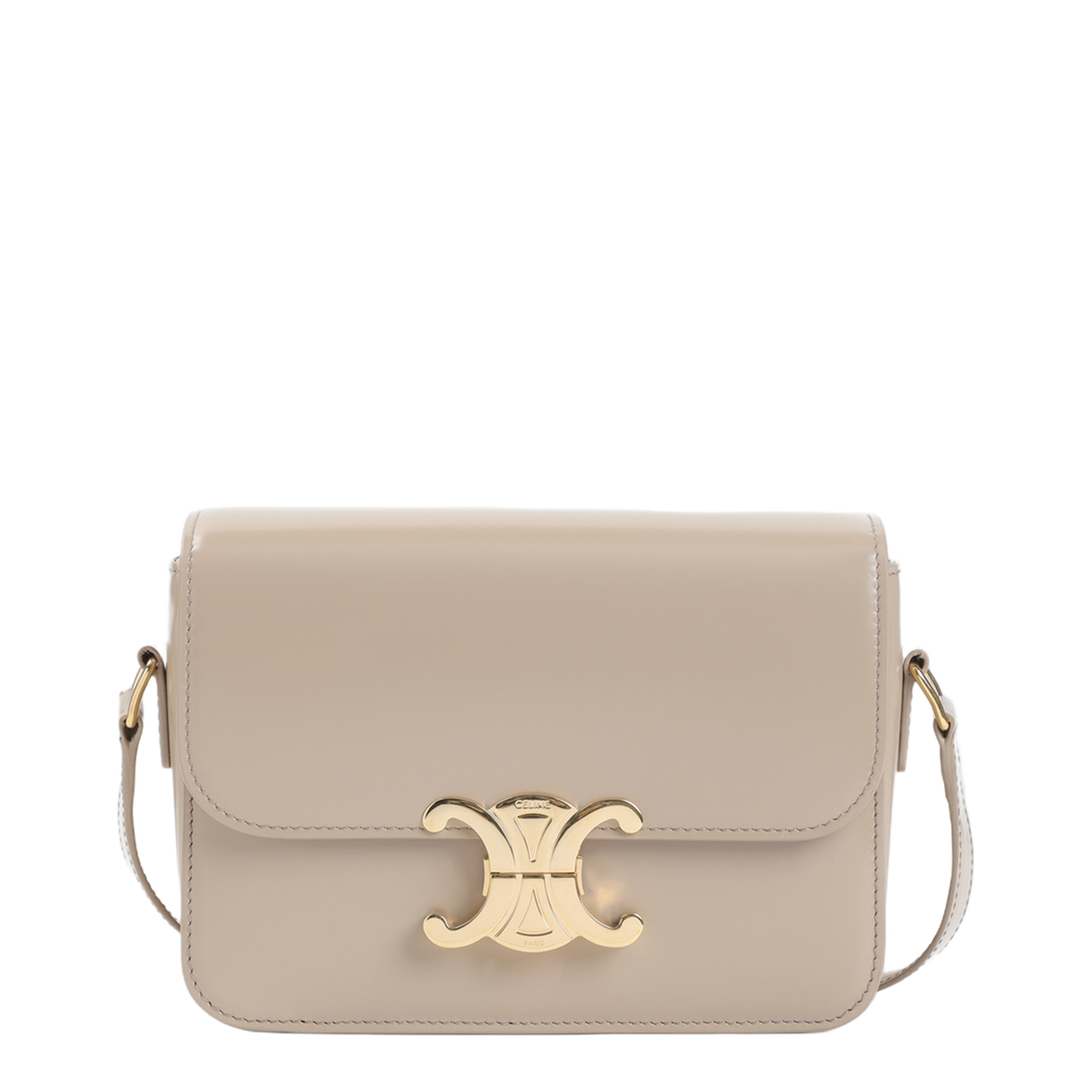 Triomphe Shoulder Bag Leather Beige